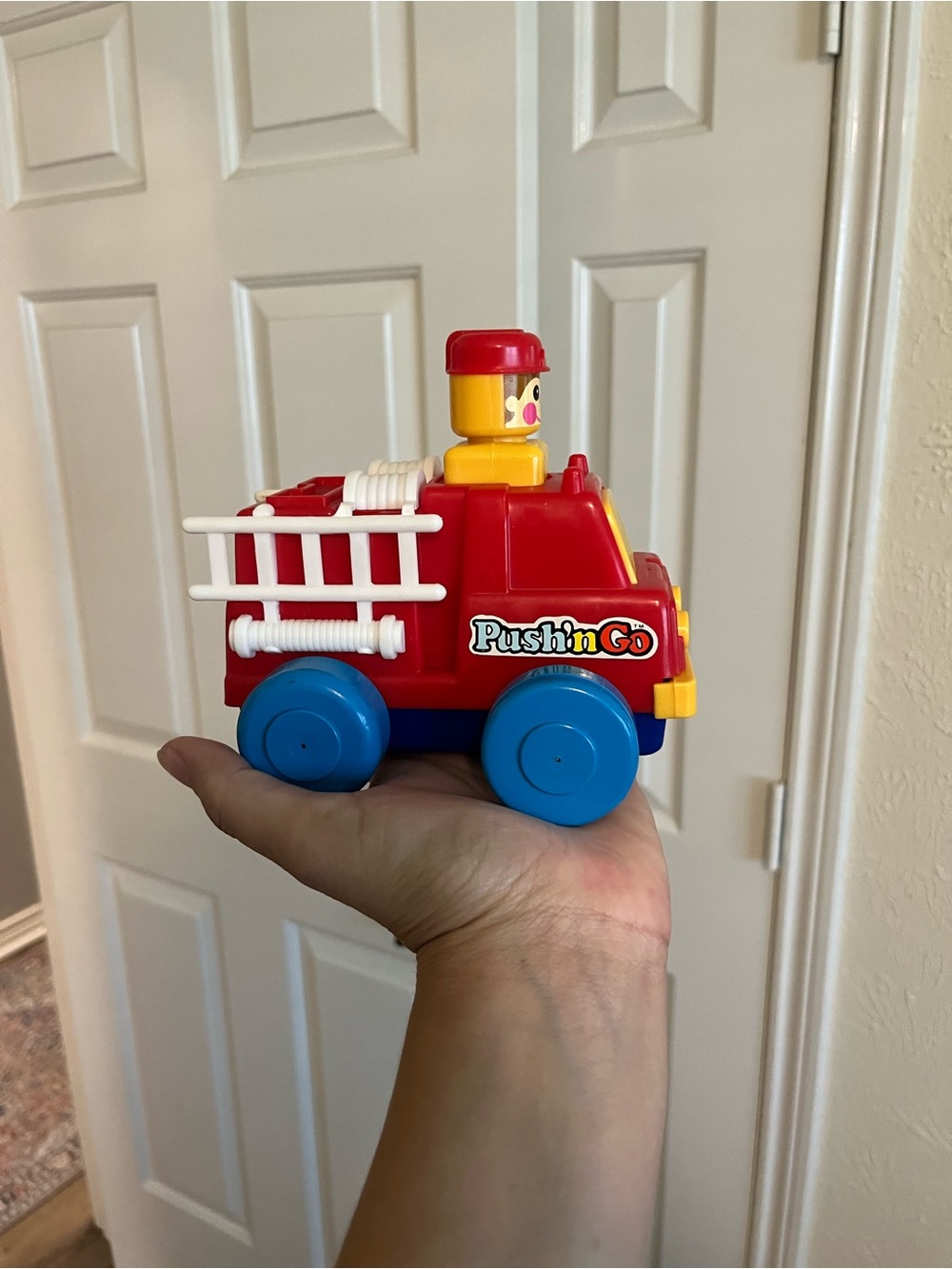 Tomy Vintage 1975 Push 'n Go Red Fire Truck Toy